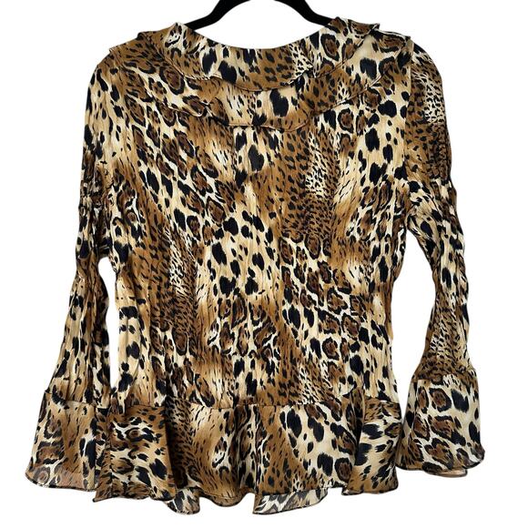 Allison Taylor Y2K 2000's Set of 2 Going Out Ruffle Tops Leopard Print Brown XL - Picture 8 of 15